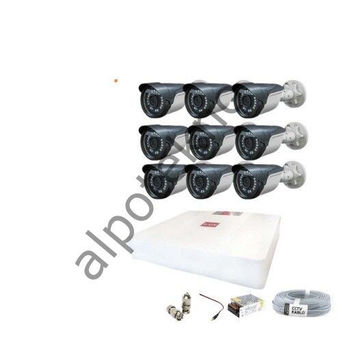 2MP Ahd 1080P Gece Görüşlü 9 Kameralı Güvenlik Sistemi