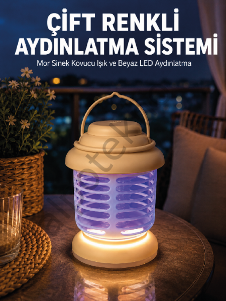 Çift Renkli LED Aydınlatmalı Taşınabilir Sinek Kovucu Lamba