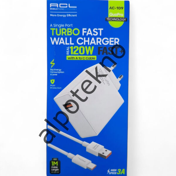 120W Turbo Hızlı Şarj • USB-A Çıkış • 1M Type-C Kablo Dahil