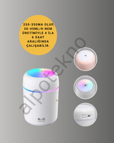 Taşınabilir Hava Nemlendirici – Renkli Işık ve USB Bağlantı