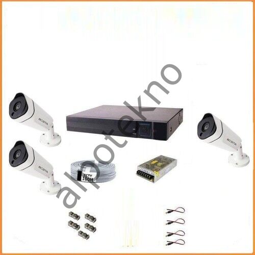 2Mp Ahd 1080P Gece Görüşlü 3 Kameralı Güvenlik Sistemi
