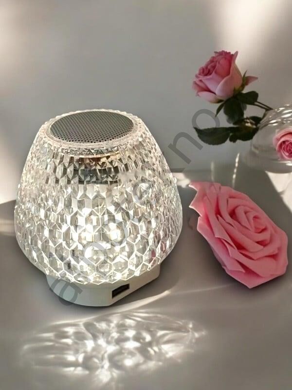 G5 Kristal Şarjlı Masa Lambası - 7 Renk Gece Lambası ve Bluetooth Hoparlör