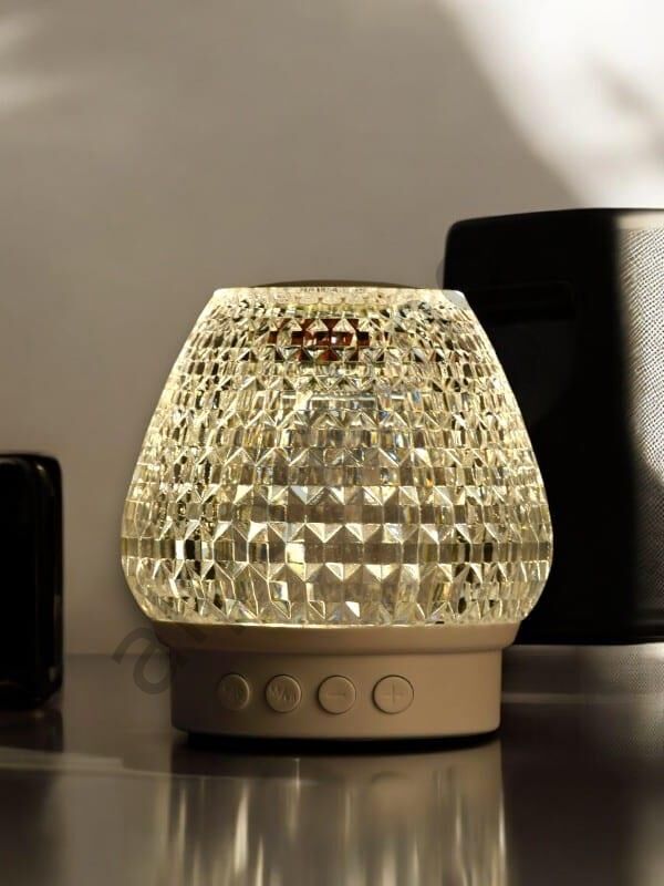 G5 Kristal Şarjlı Masa Lambası - 7 Renk Gece Lambası ve Bluetooth Hoparlör