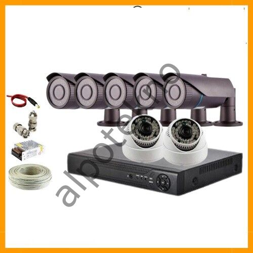 2MP 1080P 5 Dış 2 İç Mekan Kameralı AHD Güvenlik Seti