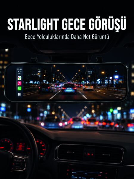 Araç İçi Multimedya Ekranı Çift Kameralı Ayna Carplay