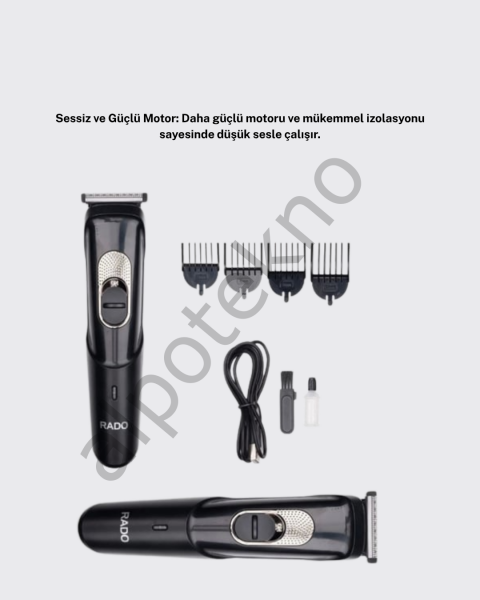 Sessiz Motorlu, Kablosuz Kullanımlı Şarjlı Saç ve Sakal Kesme Makinesi – Taraklı Set