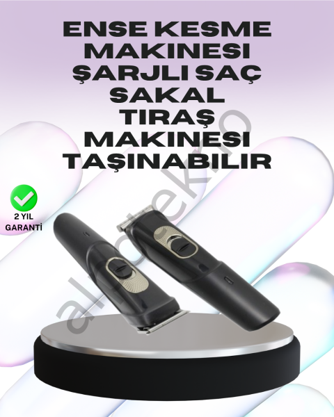 Sessiz Motorlu, Kablosuz Kullanımlı Şarjlı Saç ve Sakal Kesme Makinesi – Taraklı Set
