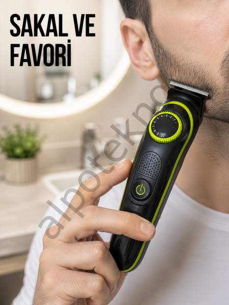 Çok Başlıklı Erkek Tıraş Makinesi Sakal Favori Burun Kulak ve Vücut Bakım Seti