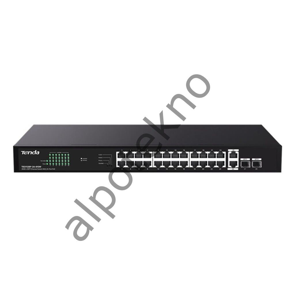 Tenda TEG1128P-24-410W 24GE PoE Port (410W), 2x Uplink, 2x SFP Switch