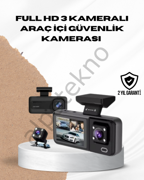 Wi-Fi Bağlantılı Full HD Araç Kamera Seti 3 Kameralı Park Koruma ve Döngü Kayıt