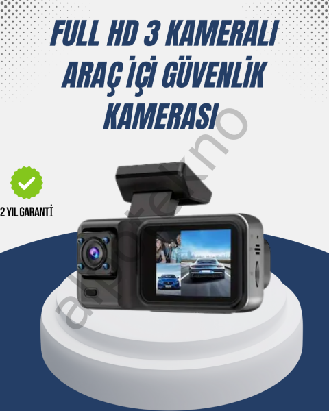 1080P Üç Kameralı Araç Kamerası Wi-Fi Destekli Park Modu ve G-Sensörlü