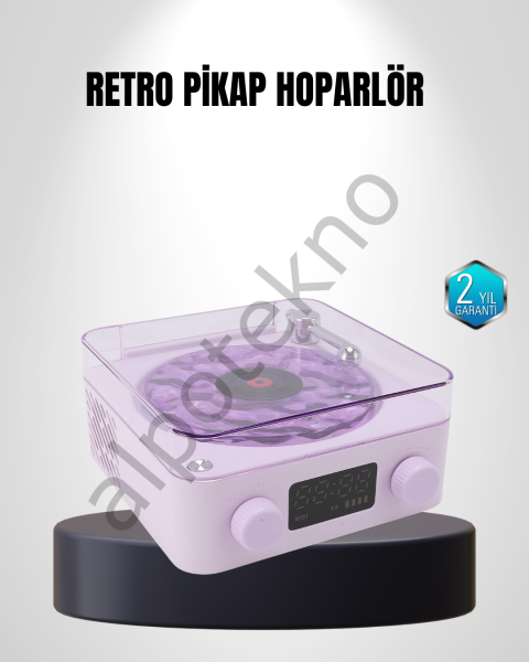 Bluetooth Retro Pikap Hoparlör 360 Derece Ses Projektörlü Gece Lambası Çok Fonksiyonlu