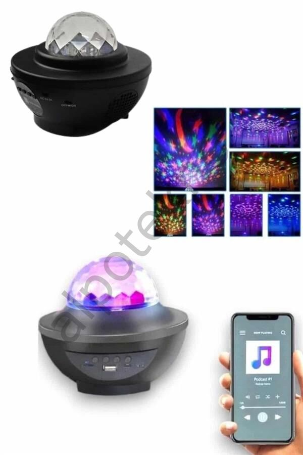Masa ve Gece Lambası Renkli Projektör Işıklı Disko Topu Bluetooth Hoparlör
