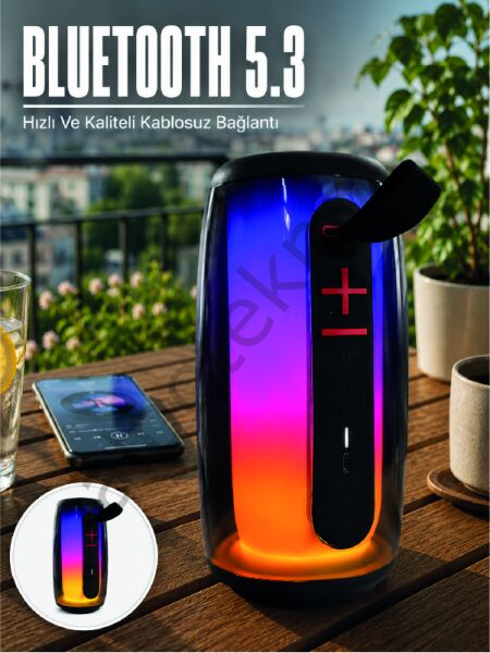Kablosuz Bluetooth Hoparlör RGB Ambiyans Işıklı USB ve TF Kart Destekli