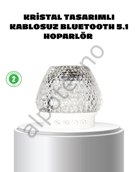 Kristal Desenli LED Işıklı Bluetooth Hoparlör 5W 1200 mAh Taşınabilir