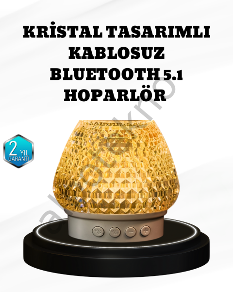 RGB LED Işıklı Kristal Tasarım Bluetooth 5.1 Hoparlör 5W Taşınabilir