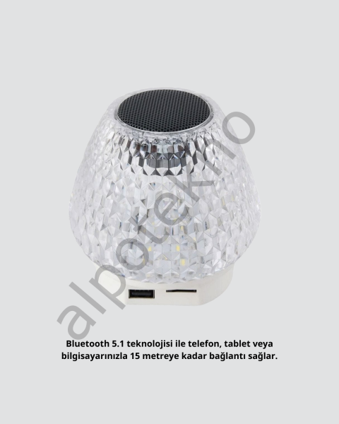 Mini LED Işıklı Bluetooth Hoparlör 5W Kristal Desenli 1200 mAh Şarjlı