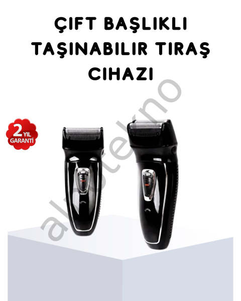 Kablosuz Tıraş Makinesi Çift Başlıklı Kuru Tıraş Folyo Başlık Şarj Göstergeli
