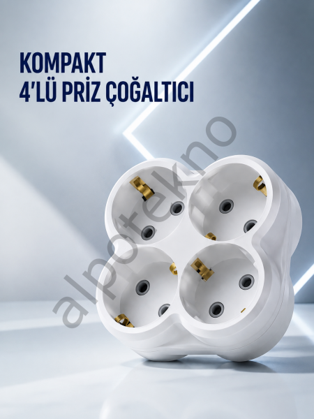 Duvar Tipi Priz Çoğaltıcı 4 Çıkışlı Kablosuz Kompakt Priz Adaptörü