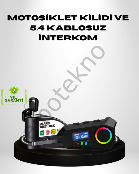 Motosiklet ve Günlük Kullanım İçin Bluetooth Hoparlör ve Disk Kilidi Seti