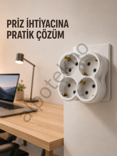 Tek Prizi 4’lü Yapan Priz Çoğaltıcı Direkt Prize Takılan Kablosuz Çoklayıcı