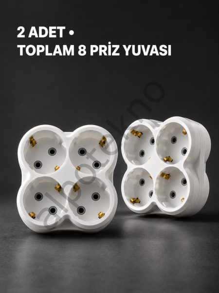 Duvar Tipi 4 Çıkışlı Priz Çoğaltıcı Kablosuz Kompakt Tasarım 2 Adet
