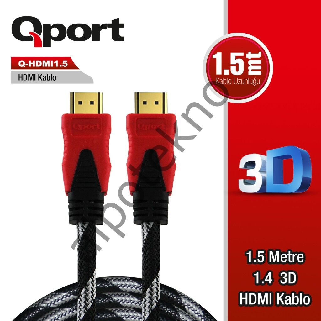 QPORT Q-HDMI1.5 HDMI KABLO 1.5MT Ver1.4 ALTIN UÇLU 3D