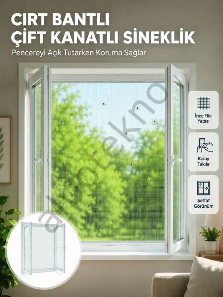 Pencere ve Balkon İçin Çift Kanatlı Sinek Koruma Sinekliği