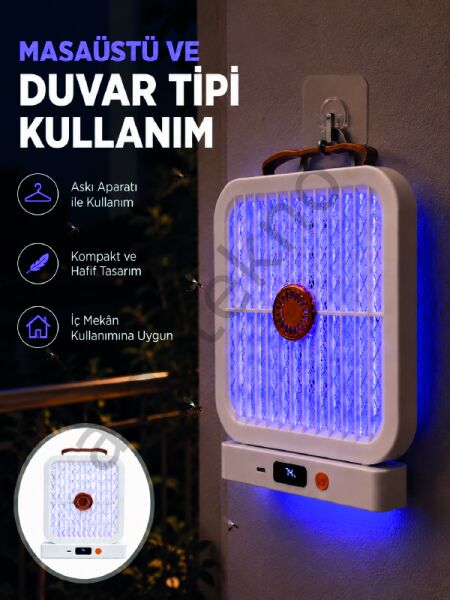Şarjlı UV Işıklı Sinek Öldürücü Cihaz Beyaz Elektrikli Sivrisinek Yok Edici