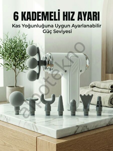 Profesyonel Kas Gevşetici Masaj Tabancası 8 Değiştirilebilir Başlıklı Kablosuz Masaj Cihazı