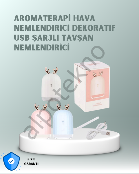 200 ml Tavşan Kulaklı Ultrasonik Hava Nemlendirici ve Gece Lambası