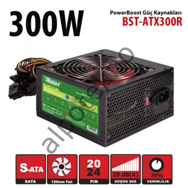 POWER BOOST BST-ATX300R 300W 12cm FANLI POWER SUPPLY KUTULU