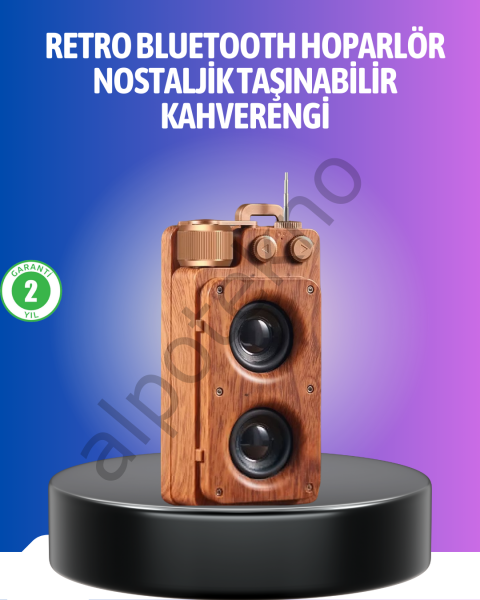 Vintage Tasarımlı Bluetooth Hoparlör Uzun Pil Ömürlü ve FM Destekli