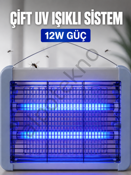 Elektrikli Sinek ve Sivrisinek Öldürücü 12W Çift UV Işıklı Böcek Lambası