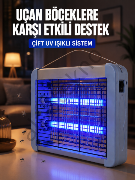 Çift UV Işıklı Elektrikli Sinek Öldürücü 12W Asılabilir Uçan Böcek Lambası