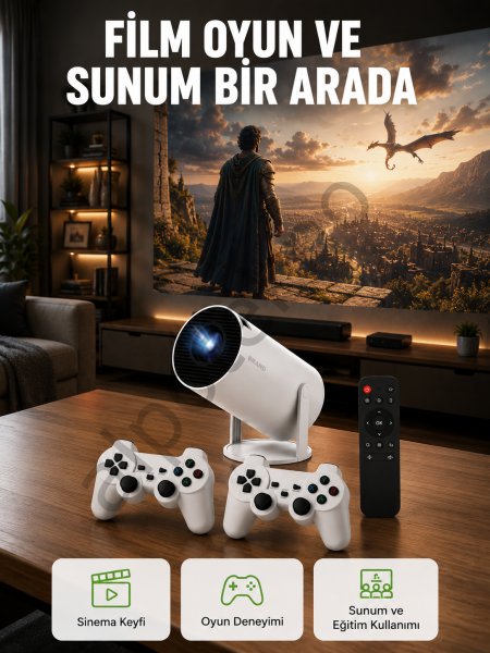 10.000 Oyun Destekli, Çift Kollu 4K Projeksiyon – HDMI, USB, AUX, Ethernet Yok Yeni Nesil