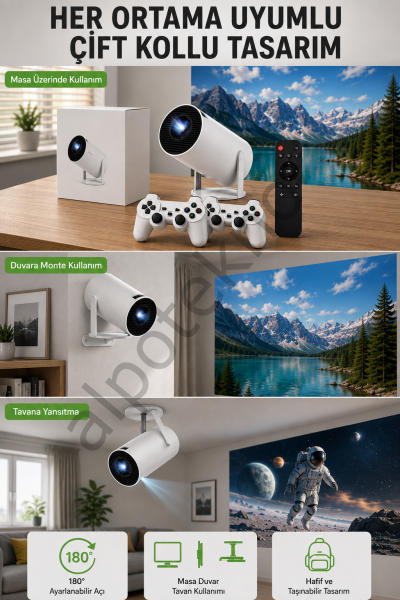Kablosuz 4K Projeksiyon – Wi‑Fi 6 & Bluetooth 5.0 ile Oyun ve Uygulama Merkezli Yeni Nesil