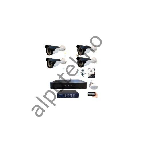 4 Kameralı 4mp 6 Atom LED H.265 250 GB HDD Dahil Ip Güvenlik Seti