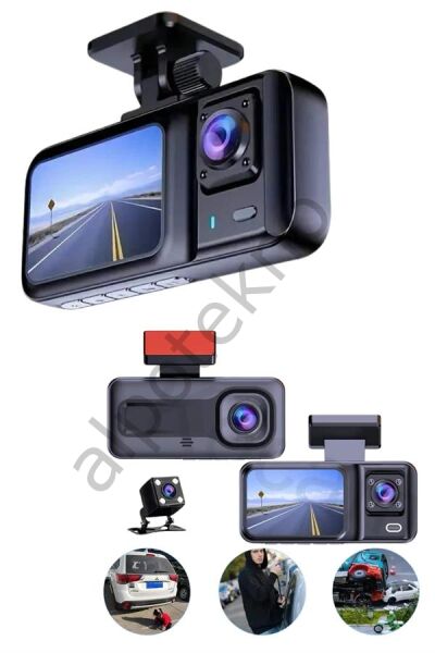 Ekranlı Sürüş Kaydedici DVR Ön ve Arka Kameralı Full HD Çözünürlüklü