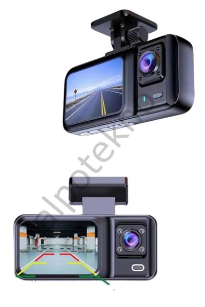 DVR Araç İçi Kamera Ön ve İç Kamera 2 İnç Ekranlı Çift Kamera