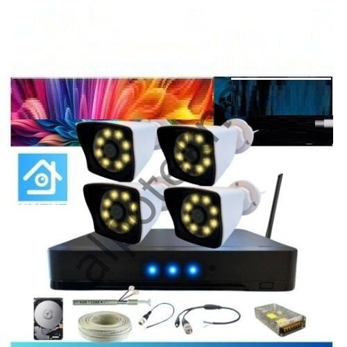 5 Mp Lens 2 Mp 1080P Gece Renkli 4 Kameralı Wıfı Özellikli Kamera Seti 2 Tb HDD