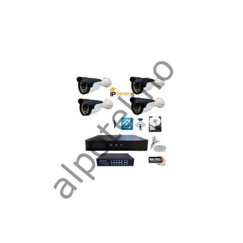 4 Kameralı 4mp 6 Atom LED H.265 Ip Güvenlik Seti