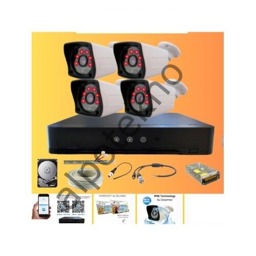 4 Kameralı Güvenlik Kamera Hazır Set 500 GB 7/24 HDD