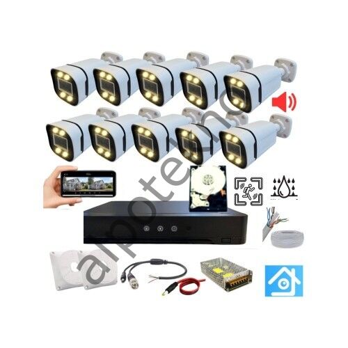 10 Kameralı 5 Mp Sesli Warm LED Waterproof 3.6 mm Lens H.265 2 Tb HDD Dahil Ahd Güvenlik Seti
