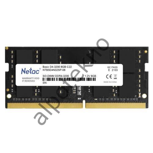 8GB Netac Basic DDR4 3200MHz (NTBSD4N32SP-08) Notebook Ram
