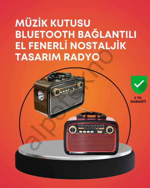Nostaljik Radyo Görünümlü Bluetooth Hoparlör – FM/AM Yayın, Kablosuz Bağlantı, Şarj Edilebilir