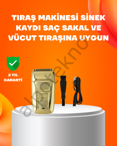 Altın Renk Kablolu Sakal Tıraş Makinesi Çelik Bıçaklı 3W Motor