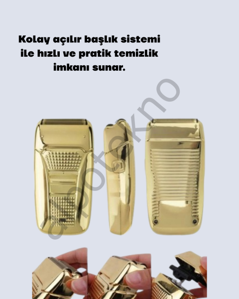 Çift Başlık ve Favori Şekillendirme Özellikli Altın Renk Tıraş Makinesi