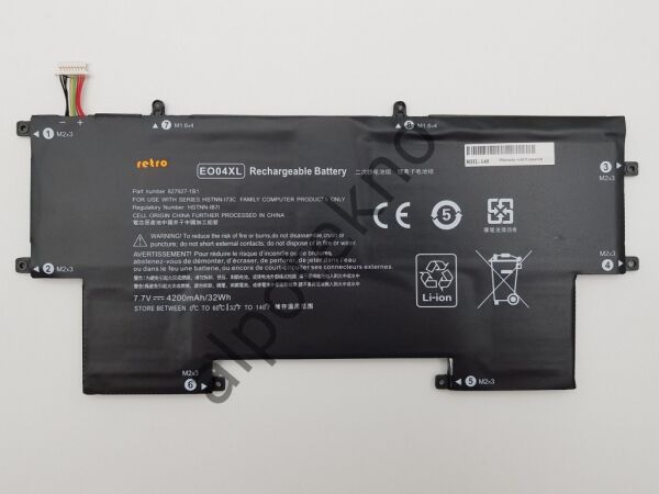 RETRO Hp EliteBook Folio G1, EO04XL Notebook Bataryası - Ver.1 (Beyaz Soket)