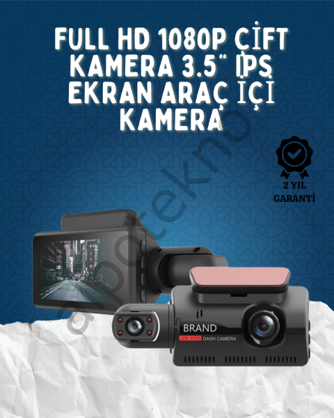 Çift Görüşlü Dashcam – Gece Görüşlü 1080P Araç İçi Güvenlik Kamerası